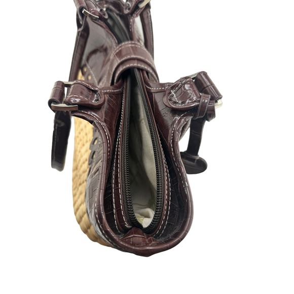 Straw Tote Handbag‎ Heart Accents Silver Buckle - Picture 6 of 14